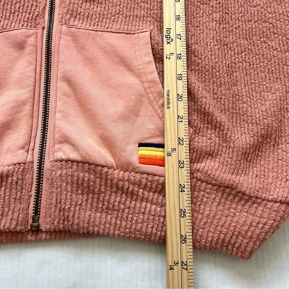 POL NWT Boho Granny Square Crochet Oversized Zip Hoodie L Vintage Wash Peach - Picture 16 of 16